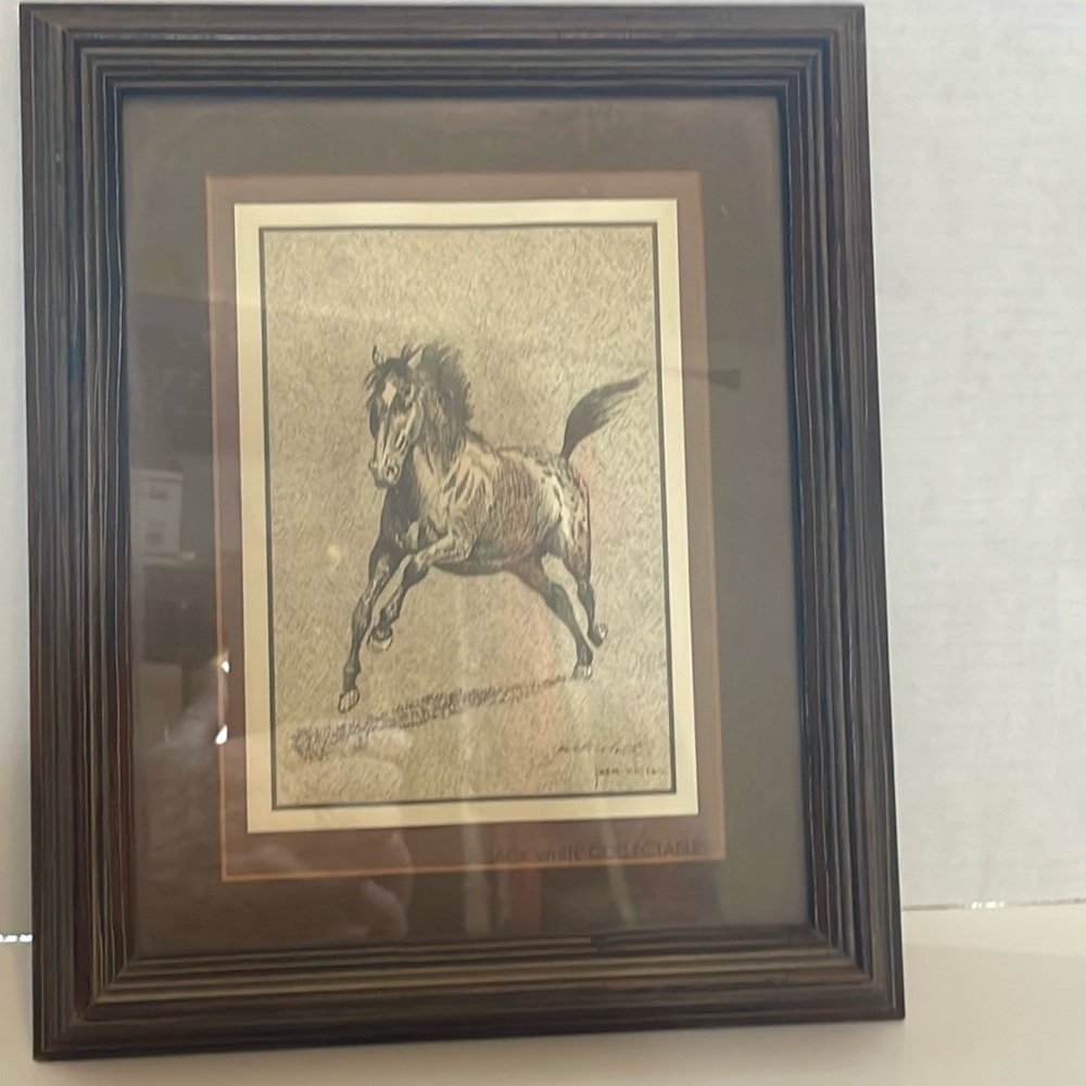 Jack White official state artist of Texas signed collectible art framed 8.5 x 12